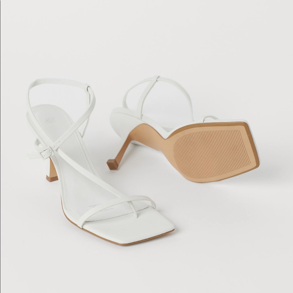 H&M White Square Toe Sandals View 4